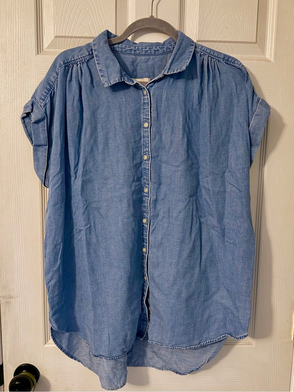 LOFT Light Blue Denim Button-Front Shirt